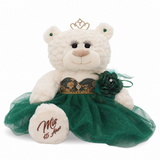 18" Quince White Bear With Embroidery "Mis 15 Anos" B14631-33G (Emerald Green)