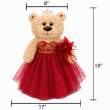 18" Quince Light Brown Bear With Embroidery "Mis 15 Anos" B14632-14G (RED/GOLD)