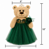 18" Quince Light Brown Bear With Embroidery "Mis 15 Anos" B14632-33G (Emerald Green)