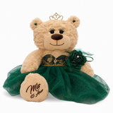 18" Quince Light Brown Bear With Embroidery "Mis 15 Anos" B14632-33G (Emerald Green)
