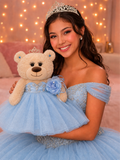 18" Quince Light Brown Bear With Embroidery "Mis 15 Anos" B14632-4 (Light Blue)