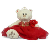 20" Quince White Bear With Embroidery "Mis 15 Anos" - B16631-14G Red With Gold Trim
