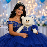 20" Quince White Bear With Embroidery "Mis 15 Anos" - B16631-15 Royal Blue