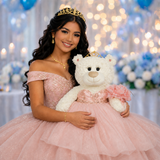 20" Quince White Bear With Embroidery "Mis 15 Anos" - B16631-30M Rose Gold