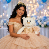 20" Quince White Bear With Embroidery "Mis 15 Anos" - B16631-34G Champagne