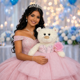 20" Quince White Bear With Embroidery "Mis 15 Anos" - B16631-3 Pink