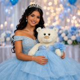 20" Quince White Bear With Embroidery "Mis 15 Anos" - B16631-4 Light Blue