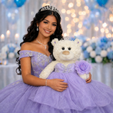 20" Quince White Bear With Embroidery "Mis 15 Anos" - B16631-5 Light Purple