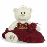 20" Quince White Bear With Embroidery "Mis 15 Anos" - B16631-7G Burgundy With Gold Trim