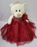 20" White Bear - B16631N-7G  Burgundy Dress With Gold Trim