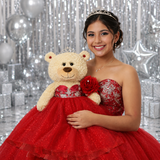 20" Quince Light Brown Bear With Embroidery "Mis 15 Anos" - B16632-14 Red