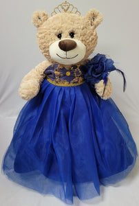 20" Sweet 16 Light Brown Bear With Embroidery "Sweet 16"- B16632A-15G Royal Blue With Gold Trim