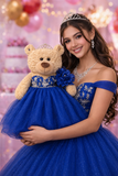 20" Quince Light Brown Bear With Embroidery "Mis 15 Anos" - B16632-15 Royal Blue