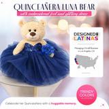 20" Quince Light Brown Bear With Embroidery "Mis 15 Anos" - B16632-16 Navy Blue