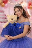 20" Quince Light Brown Bear With Embroidery "Mis 15 Anos" - B16632-16 Navy Blue