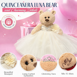 20" Quince Light Brown Bear With Embroidery "Mis 15 Anos" - B16632-2 Ivory