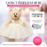 20" Quince Light Brown Bear With Embroidery "Mis 15 Anos" - B16632-2 Ivory