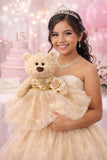20" Quince Light Brown Bear With Embroidery "Mis 15 Anos" - B16632-34G  Champagne