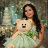 20" Quince Light Brown Bear With Embroidery "Mis 15 Anos" - B16632-35 (Sage Green)