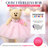 20" Quince Light Brown Bear With Embroidery "Mis 15 Anos" - B16632-3 Pink