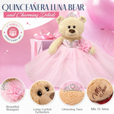 20" Quince Light Brown Bear With Embroidery "Mis 15 Anos" - B16632-3 Pink
