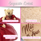 20" Quince Light Brown Bear With Embroidery "Mis 15 Anos" - B16632-7G Burgundy With Gold Trim