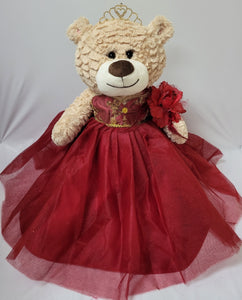 20" Sweet 16 Light Brown Bear With Embroidery "Sweet 16"- B16632A-7G Burgundy With Gold Trim