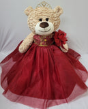 20" Sweet 16 Light Brown Bear With Embroidery "Sweet 16"- B16632A-7G Burgundy With Gold Trim