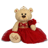 20" Sweet 16 Light Brown Bear With Embroidery "Sweet 16"- B16632A-14G Red With Gold Trim