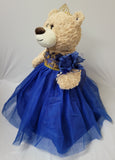 20" Light Brown Bear - B16632N-15G Royal Blue With Gold Trim