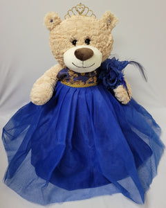 20" Light Brown Bear - B16632N-15G Royal Blue With Gold Trim