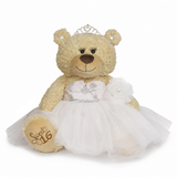 20" Sweet 16 Light Brown Bear With Embroidery "Sweet 16"- B16632A-1 White