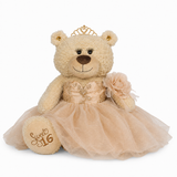 20" Sweet 16 Light Brown Bear With Embroidery "Sweet 16"- B16632A-34G Champagne