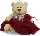 20" Sweet 16 Light Brown Bear With Embroidery "Sweet 16"- B16632A-7 Burgundy