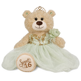 20" Sweet 16 Light Brown Bear With Embroidery "Sweet 16"- B16632A-8 Apple Green