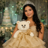 20" Quince White Bear With Embroidery "Mis 15 Anos" - B16831-6 Gold