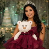 20" Quince White Bear With Embroidery "Mis 15 Anos" - B16831-7 Burgundy