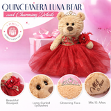 20" Quince Light Brown Bear With Embroidery "Mis 15 Anos" - B16632-14G Red With Gold Trim