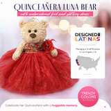 20" Quince Light Brown Bear With Embroidery "Mis 15 Anos" - B16632-14G Red With Gold Trim