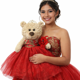 20" Quince Light Brown Bear With Embroidery "Mis 15 Anos" - B16632-14G Red With Gold Trim