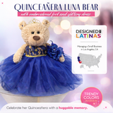 20" Quince Light Brown Bear With Embroidery "Mis 15 Anos" - B16632-15G Royal Blue With Gold Trim