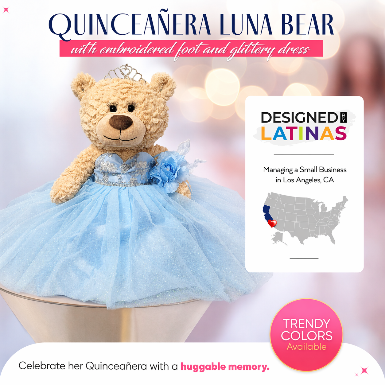 20" Quince Light Brown Bear With Embroidery "Mis 15 Anos" - B16632-4 L Kinnex Dolls 20" Quince Light Brown Bear With Embroidery "Mis 15 Anos" - B16632-4 L Kinnex Dolls