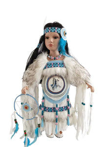 16" PORCELAIN INDIAN DOLL D16686, ZIHNA