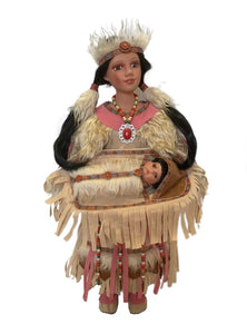 24" Porcelain Indian Doll D24640, Papoose Woman