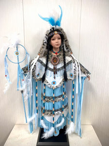 28" Porcelain Indian Doll D28677, Blue Brid