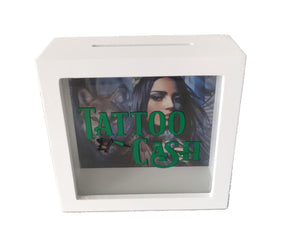 5.9"+2"+5.9" Wooden Coin Box - Tattoo Cash BY ANDREW FARLEY DBV08223A-W