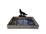 13.25" + 9.5" Wooden Tray With Wolf Symbol By JODY BERGSMA DBV13411B