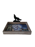 13.25" + 9.5" Wooden Tray With Wolf Symbol By JODY BERGSMA DBV13411B