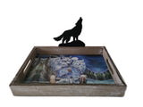 13.25" + 9.5" Wooden Tray With Wolf Symbol By JODY BERGSMA DBV13411B