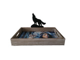 13.25" + 9.5" Wooden Tray With Wolf Symbol By ANDREW FARLEY DBV13411C